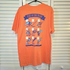 Columbia PFG Short Sleeve " Flies of the Trade" Shirt Orange/ Blue Size XL